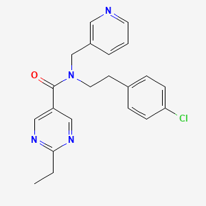 molecular formula C21H21ClN4O B5674699 N-[2-(4-chlorophenyl)ethyl]-2-ethyl-N-(3-pyridinylmethyl)-5-pyrimidinecarboxamide 