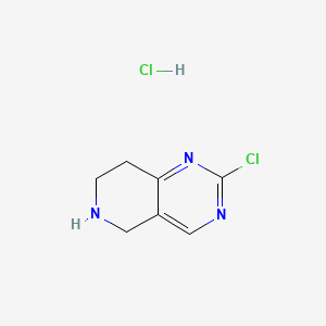 molecular formula C7H9Cl2N3 B567470 2-Chloro-5,6,7,8-tetrahydropyrido[4,3-d]pyrimidine hydrochloride CAS No. 1314723-39-1