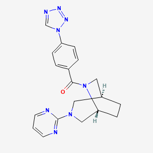 molecular formula C19H20N8O B5674704 (1S*,5R*)-3-(2-pyrimidinyl)-6-[4-(1H-tetrazol-1-yl)benzoyl]-3,6-diazabicyclo[3.2.2]nonane 