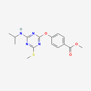molecular formula C15H18N4O3S B5674728 methyl 4-{[4-(isopropylamino)-6-(methylthio)-1,3,5-triazin-2-yl]oxy}benzoate 