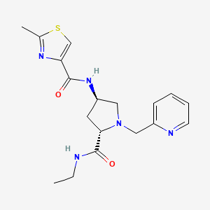 molecular formula C18H23N5O2S B5674738 (4R)-N-ethyl-4-{[(2-methyl-1,3-thiazol-4-yl)carbonyl]amino}-1-(pyridin-2-ylmethyl)-L-prolinamide 