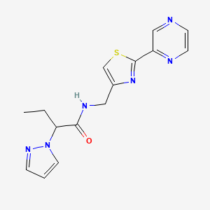 molecular formula C15H16N6OS B5674759 N-{[2-(2-pyrazinyl)-1,3-thiazol-4-yl]methyl}-2-(1H-pyrazol-1-yl)butanamide 