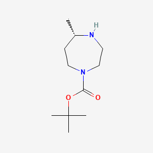 molecular formula C11H22N2O2 B567477 (S)-叔丁基 5-甲基-1,4-二氮杂环戊烷-1-羧酸酯 CAS No. 1260619-37-1