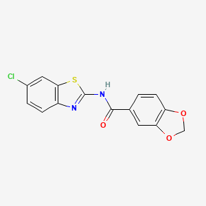 molecular formula C15H9ClN2O3S B5674773 N-(6-chloro-1,3-benzothiazol-2-yl)-1,3-benzodioxole-5-carboxamide 