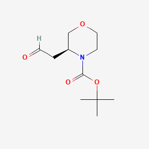 molecular formula C11H19NO4 B567478 (S)-N-Boc-3-(2-Oxo-ethyl)-morpholine CAS No. 1257855-05-2