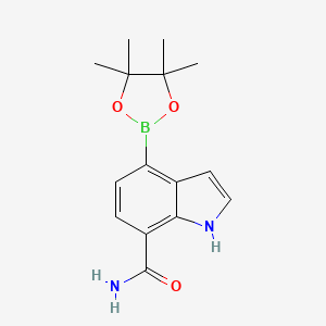 molecular formula C15H19BN2O3 B567479 4-(4,4,5,5-四甲基-1,3,2-二氧杂硼环-2-基)-1H-吲哚-7-甲酰胺 CAS No. 1309980-17-3
