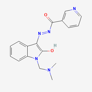 molecular formula C17H17N5O2 B5674808 N'-{1-[(dimethylamino)methyl]-2-oxo-1,2-dihydro-3H-indol-3-ylidene}nicotinohydrazide 