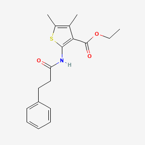 molecular formula C18H21NO3S B5674811 ethyl 4,5-dimethyl-2-[(3-phenylpropanoyl)amino]-3-thiophenecarboxylate 