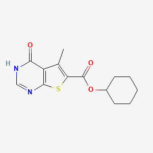 molecular formula C14H16N2O3S B5674828 cyclohexyl 5-methyl-4-oxo-3,4-dihydrothieno[2,3-d]pyrimidine-6-carboxylate 