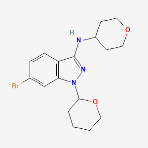 molecular formula C17H22BrN3O2 B567487 6-Bromo-1-(tetrahydro-2H-pyran-2-yl)-N-(tetrahydro-2H-pyran-4-yl)-1H-indazol-3-amine CAS No. 1214900-68-1