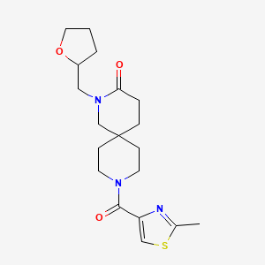 molecular formula C19H27N3O3S B5674871 9-[(2-methyl-1,3-thiazol-4-yl)carbonyl]-2-(tetrahydrofuran-2-ylmethyl)-2,9-diazaspiro[5.5]undecan-3-one 