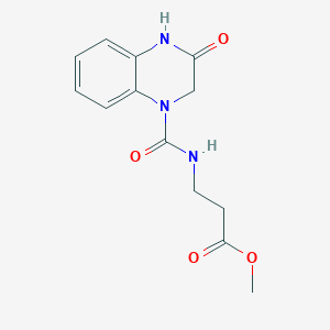 molecular formula C13H15N3O4 B5674898 methyl N-[(3-oxo-3,4-dihydro-1(2H)-quinoxalinyl)carbonyl]-beta-alaninate 