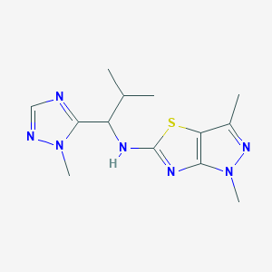 molecular formula C13H19N7S B5674929 1,3-dimethyl-N-[2-methyl-1-(1-methyl-1H-1,2,4-triazol-5-yl)propyl]-1H-pyrazolo[3,4-d][1,3]thiazol-5-amine 