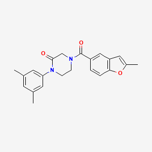 molecular formula C22H22N2O3 B5674931 1-(3,5-dimethylphenyl)-4-[(2-methyl-1-benzofuran-5-yl)carbonyl]-2-piperazinone 