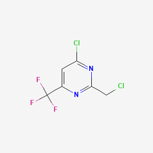 molecular formula C6H3Cl2F3N2 B567496 4-Chloro-2-(chloromethyl)-6-(trifluoromethyl)pyrimidine CAS No. 1211539-88-6