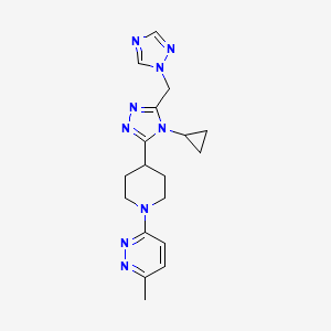 molecular formula C18H23N9 B5674969 3-{4-[4-cyclopropyl-5-(1H-1,2,4-triazol-1-ylmethyl)-4H-1,2,4-triazol-3-yl]piperidin-1-yl}-6-methylpyridazine 