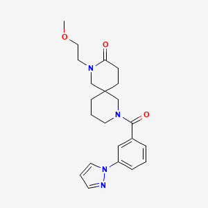 molecular formula C22H28N4O3 B5675003 2-(2-methoxyethyl)-8-[3-(1H-pyrazol-1-yl)benzoyl]-2,8-diazaspiro[5.5]undecan-3-one 
