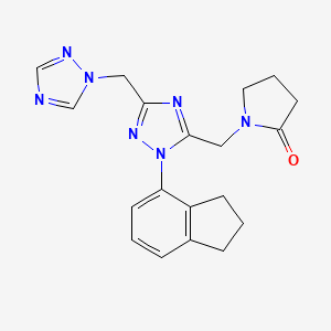 molecular formula C19H21N7O B5675011 1-{[1-(2,3-dihydro-1H-inden-4-yl)-3-(1H-1,2,4-triazol-1-ylmethyl)-1H-1,2,4-triazol-5-yl]methyl}pyrrolidin-2-one 