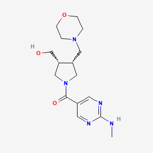 molecular formula C16H25N5O3 B5675026 [(3R*,4R*)-1-{[2-(methylamino)-5-pyrimidinyl]carbonyl}-4-(4-morpholinylmethyl)-3-pyrrolidinyl]methanol 