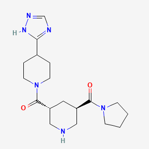 molecular formula C18H28N6O2 B5675028 1-{[(3R*,5R*)-5-(pyrrolidin-1-ylcarbonyl)piperidin-3-yl]carbonyl}-4-(4H-1,2,4-triazol-3-yl)piperidine 