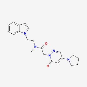 molecular formula C21H25N5O2 B5675042 N-[2-(1H-indol-1-yl)ethyl]-N-methyl-2-(6-oxo-4-pyrrolidin-1-ylpyridazin-1(6H)-yl)acetamide 