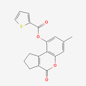 molecular formula C18H14O4S B5675073 7-methyl-4-oxo-1,2,3,4-tetrahydrocyclopenta[c]chromen-9-yl 2-thiophenecarboxylate 
