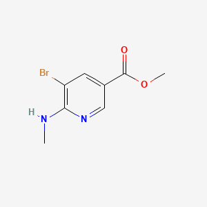 molecular formula C8H9BrN2O2 B567511 5-溴-6-(甲基氨基)吡啶-3-甲酸甲酯 CAS No. 1244016-90-7