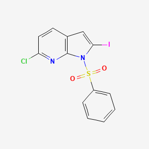 molecular formula C13H8ClIN2O2S B567520 6-Chloro-2-iodo-1-(phenylsulfonyl)-1H-pyrrolo[2,3-b]pyridine CAS No. 1227267-22-2