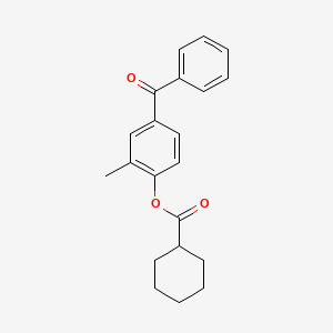molecular formula C21H22O3 B5675233 4-benzoyl-2-methylphenyl cyclohexanecarboxylate 