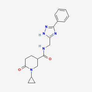 1-cyclopropyl-6-oxo-N-[(3-phenyl-1H-1,2,4-triazol-5-yl)methyl]-3-piperidinecarboxamide