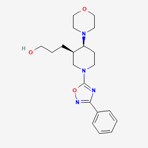 molecular formula C20H28N4O3 B5675287 3-[(3R*,4S*)-4-morpholin-4-yl-1-(3-phenyl-1,2,4-oxadiazol-5-yl)piperidin-3-yl]propan-1-ol 