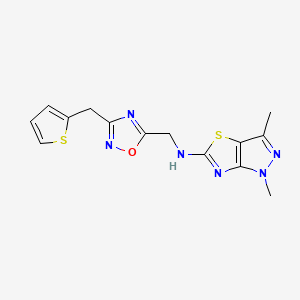 molecular formula C14H14N6OS2 B5675320 1,3-dimethyl-N-{[3-(2-thienylmethyl)-1,2,4-oxadiazol-5-yl]methyl}-1H-pyrazolo[3,4-d][1,3]thiazol-5-amine 