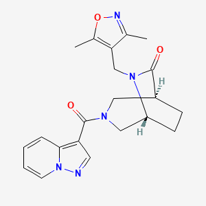 molecular formula C21H23N5O3 B5675325 (1S*,5R*)-6-[(3,5-dimethylisoxazol-4-yl)methyl]-3-(pyrazolo[1,5-a]pyridin-3-ylcarbonyl)-3,6-diazabicyclo[3.2.2]nonan-7-one 