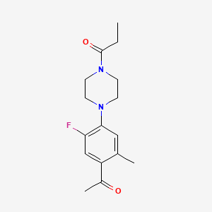 molecular formula C16H21FN2O2 B5675344 1-[5-fluoro-2-methyl-4-(4-propionyl-1-piperazinyl)phenyl]ethanone 