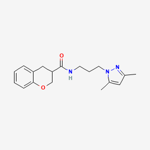 molecular formula C18H23N3O2 B5675365 N-[3-(3,5-dimethyl-1H-pyrazol-1-yl)propyl]chromane-3-carboxamide 