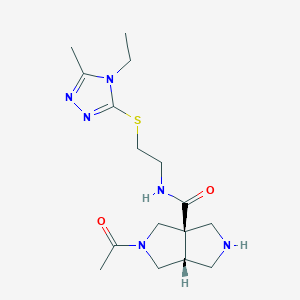 molecular formula C16H26N6O2S B5675388 rel-(3aR,6aR)-2-acetyl-N-{2-[(4-ethyl-5-methyl-4H-1,2,4-triazol-3-yl)thio]ethyl}hexahydropyrrolo[3,4-c]pyrrole-3a(1H)-carboxamide hydrochloride 