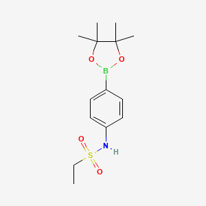 molecular formula C14H22BNO4S B567542 N-(4-(4,4,5,5-Tetramethyl-1,3,2-dioxaborolan-2-yl)phenyl)ethanesulfonamide CAS No. 1256359-16-6