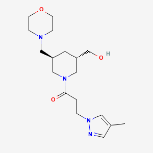 molecular formula C18H30N4O3 B5675496 [(3S*,5R*)-1-[3-(4-methyl-1H-pyrazol-1-yl)propanoyl]-5-(4-morpholinylmethyl)-3-piperidinyl]methanol 