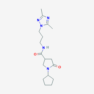 molecular formula C17H27N5O2 B5675525 1-cyclopentyl-N-[3-(3,5-dimethyl-1H-1,2,4-triazol-1-yl)propyl]-5-oxo-3-pyrrolidinecarboxamide 