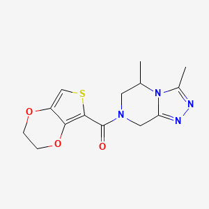 molecular formula C14H16N4O3S B5675576 7-(2,3-dihydrothieno[3,4-b][1,4]dioxin-5-ylcarbonyl)-3,5-dimethyl-5,6,7,8-tetrahydro[1,2,4]triazolo[4,3-a]pyrazine 