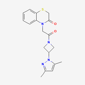 molecular formula C18H20N4O2S B5675589 4-{2-[3-(3,5-dimethyl-1H-pyrazol-1-yl)azetidin-1-yl]-2-oxoethyl}-2H-1,4-benzothiazin-3(4H)-one 