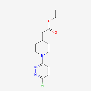 molecular formula C13H18ClN3O2 B567559 Ethyl 2-[1-(6-Chloro-3-pyridazinyl)-4-piperidyl]acetate CAS No. 1246471-48-6
