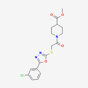 molecular formula C17H18ClN3O4S B5675612 methyl 1-({[5-(3-chlorophenyl)-1,3,4-oxadiazol-2-yl]thio}acetyl)-4-piperidinecarboxylate 
