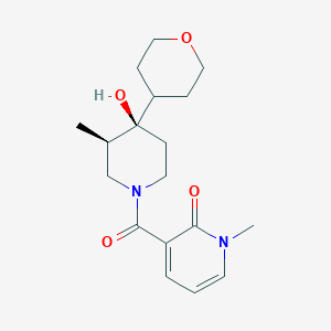 molecular formula C18H26N2O4 B5675626 3-{[(3R*,4R*)-4-hydroxy-3-methyl-4-(tetrahydro-2H-pyran-4-yl)-1-piperidinyl]carbonyl}-1-methyl-2(1H)-pyridinone 