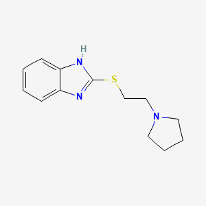 molecular formula C13H17N3S B5675706 2-{[2-(1-pyrrolidinyl)ethyl]thio}-1H-benzimidazole 