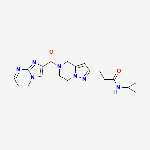 molecular formula C19H21N7O2 B5675741 N-cyclopropyl-3-[5-(imidazo[1,2-a]pyrimidin-2-ylcarbonyl)-4,5,6,7-tetrahydropyrazolo[1,5-a]pyrazin-2-yl]propanamide 