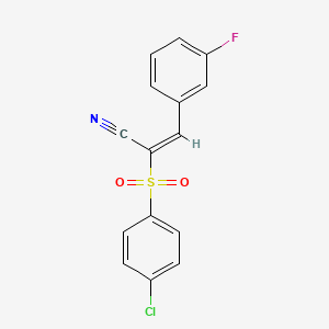 molecular formula C15H9ClFNO2S B5675745 2-[(4-chlorophenyl)sulfonyl]-3-(3-fluorophenyl)acrylonitrile 