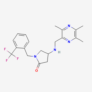 molecular formula C20H23F3N4O B5675760 1-[2-(trifluoromethyl)benzyl]-4-{[(3,5,6-trimethyl-2-pyrazinyl)methyl]amino}-2-pyrrolidinone 