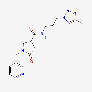 molecular formula C18H23N5O2 B5675820 N-[3-(4-methyl-1H-pyrazol-1-yl)propyl]-5-oxo-1-(3-pyridinylmethyl)-3-pyrrolidinecarboxamide 