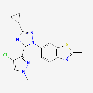 molecular formula C17H15ClN6S B5675828 6-[5-(4-chloro-1-methyl-1H-pyrazol-3-yl)-3-cyclopropyl-1H-1,2,4-triazol-1-yl]-2-methyl-1,3-benzothiazole 